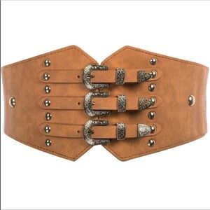 Triple Buckle Leather Belt NEW